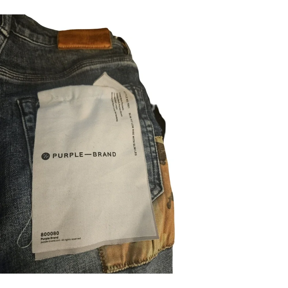 Purple Brand P001 Slim Fit Distressed Paint Splatter Camo Patch Jeans Mens 29